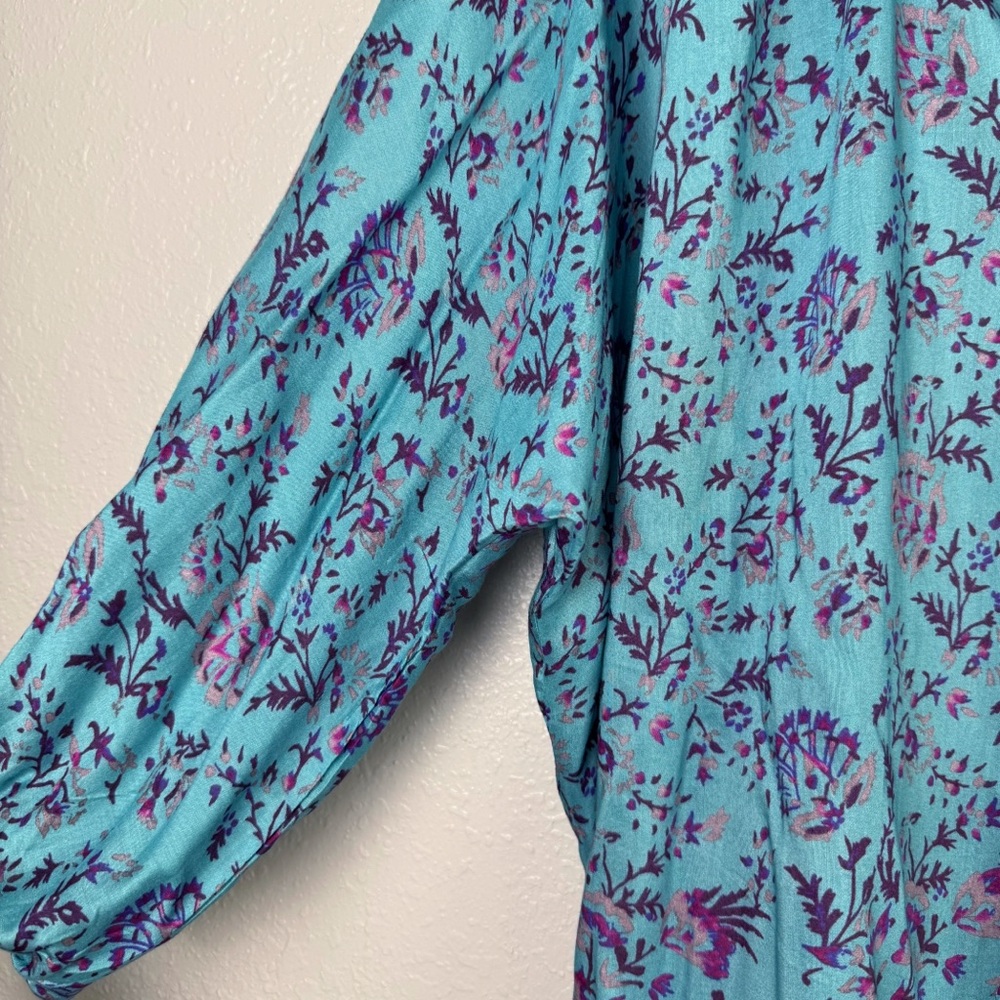 Sundance Arielle sweet floral silk top dolman sleeve tassel blouse S - Picture 6 of 12